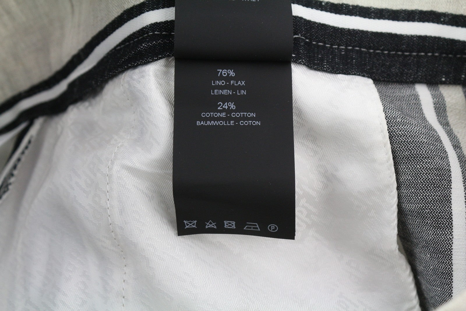 PT TORINO Ambra Womens Trousers 42 Linen  Pinstriped Turn-Up Light