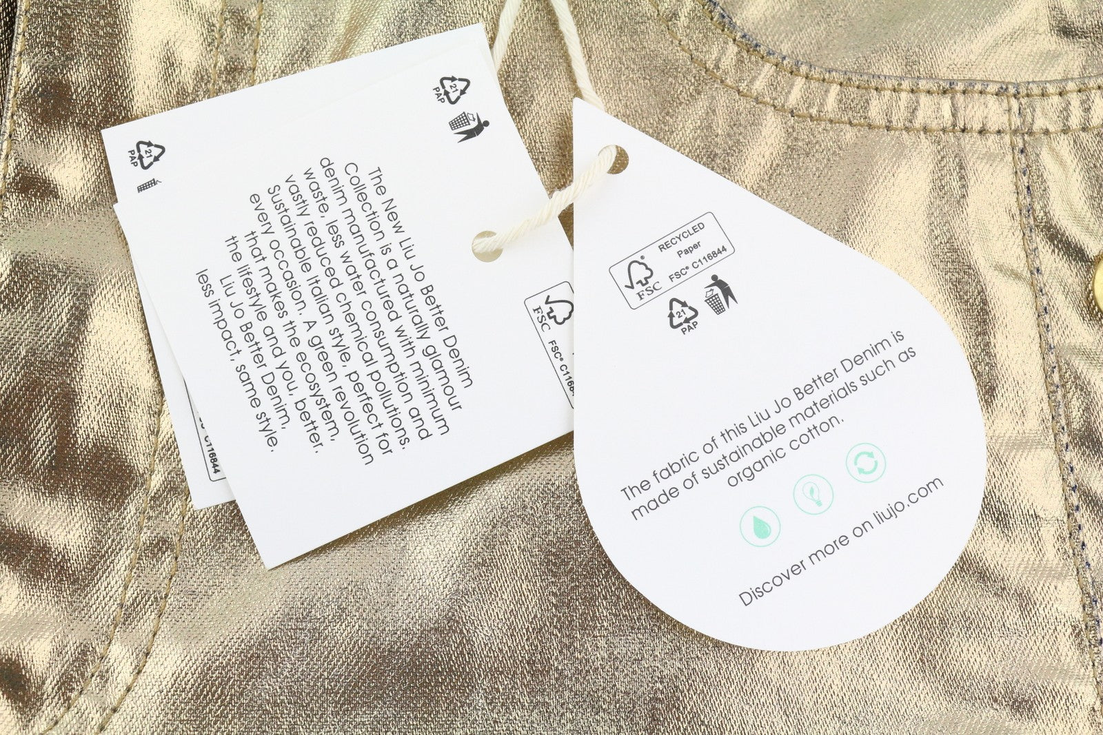 LIU JO Laminato Womens Trousers W28 Gold Shiny Regular  Snap Details Zip Fly