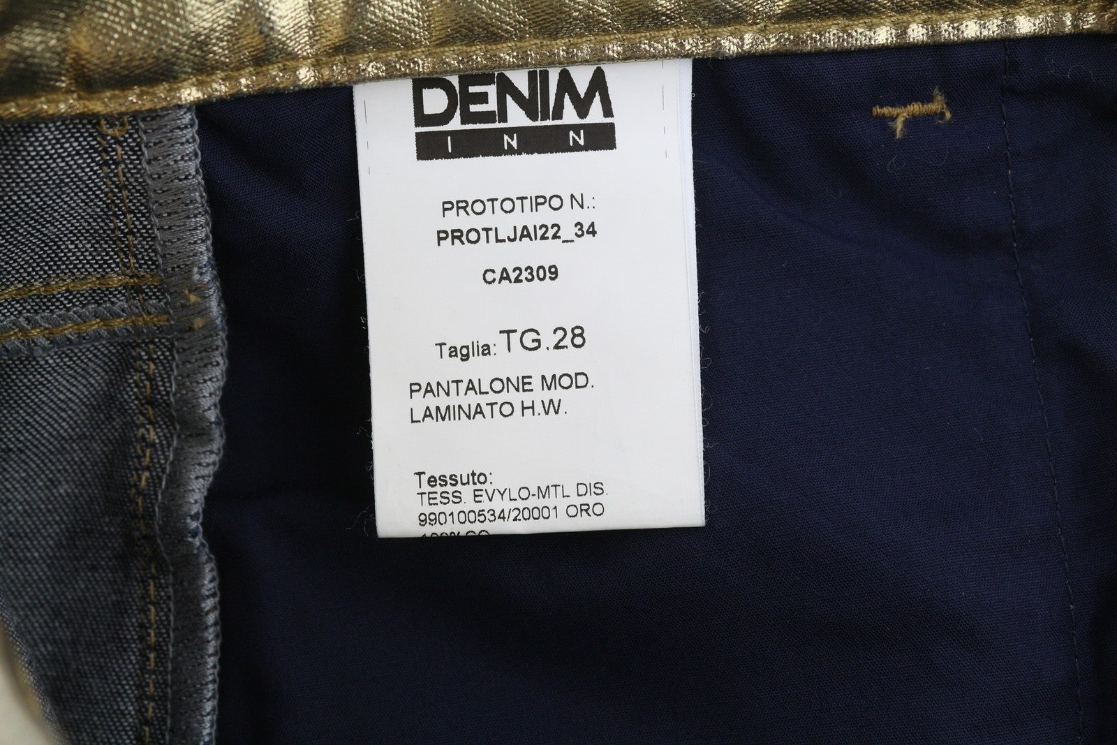 LIU JO Laminato Womens Trousers W28 Gold Shiny Regular  Snap Details Zip Fly