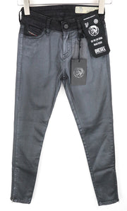 DIESEL Slandy-Zip 069GF Women's Jeans W24/L32 Mid-Rise Coated Skinny Girls Fit