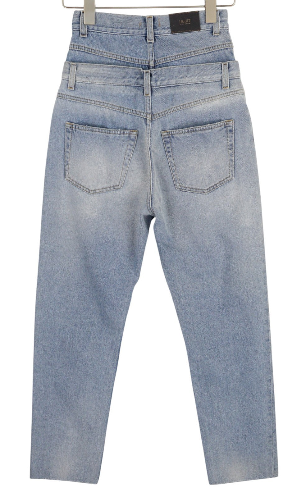 LIU JO Womens Jeans W28  Blue Washed Very High Waist Slim  Button Fly