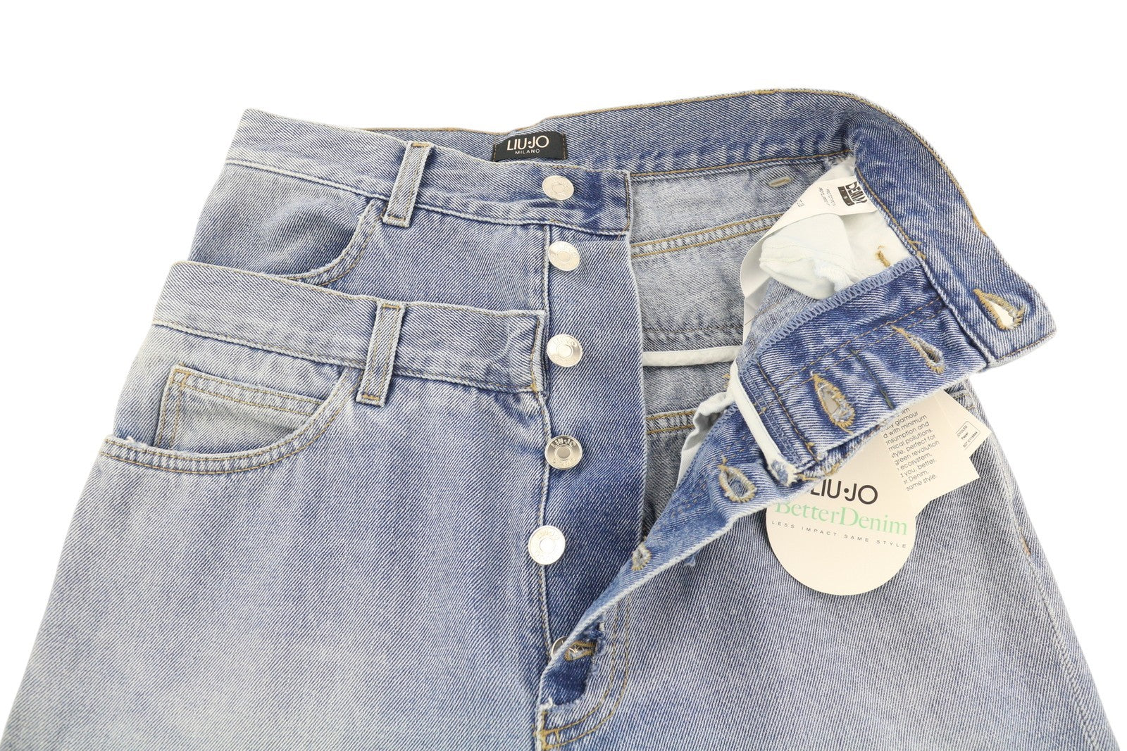 LIU JO Womens Jeans W28  Blue Washed Very High Waist Slim  Button Fly