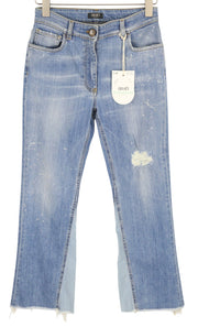 LIU JO Womens Jeans W28  Blue Washed Distress Ripped Painted Ankle Length