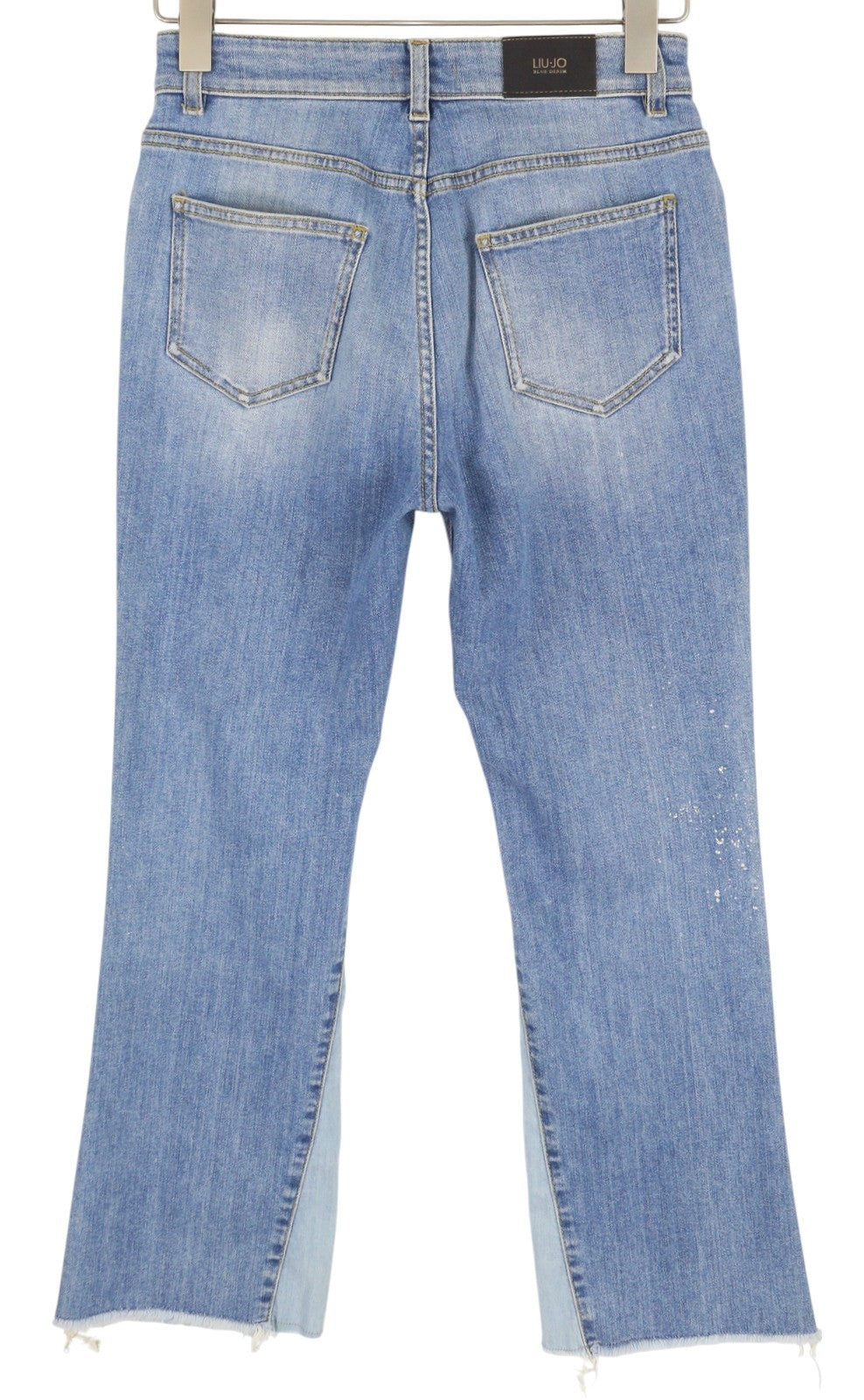 LIU JO Womens Jeans W28  Blue Washed Distress Ripped Painted Ankle Length