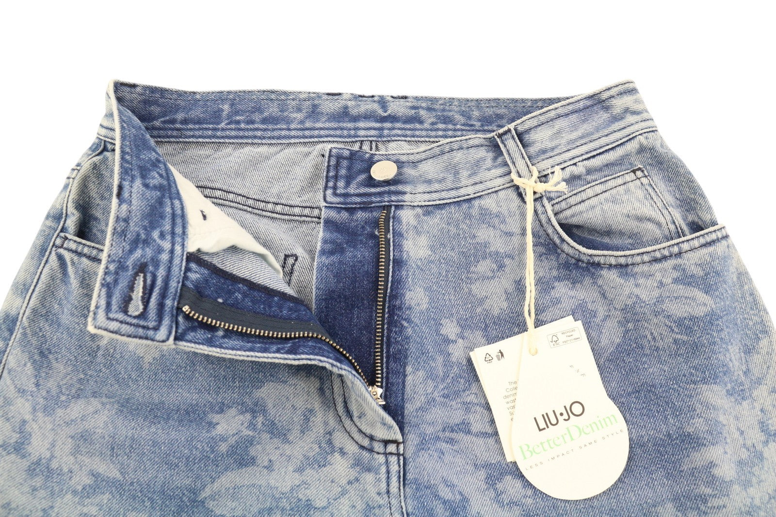 LIU JO Womens Jeans W27  Blue Washed Slim  Patterned High Waist Zip Fly