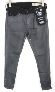 DIESEL Slandy-Zip 069GF Women's Jeans W26/L32 Super Skinny Fit Coated Mid-Rise