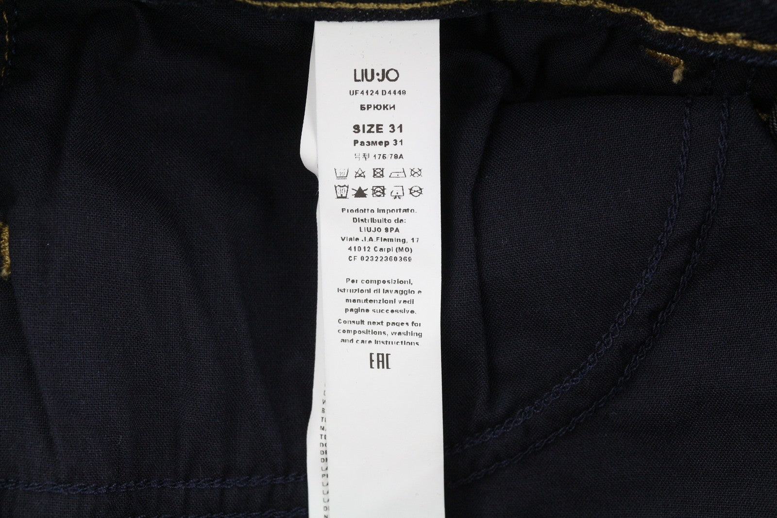 LIU JO Womens Jeans W31  Dark Blue Ankle Length High Waist Zip Fly