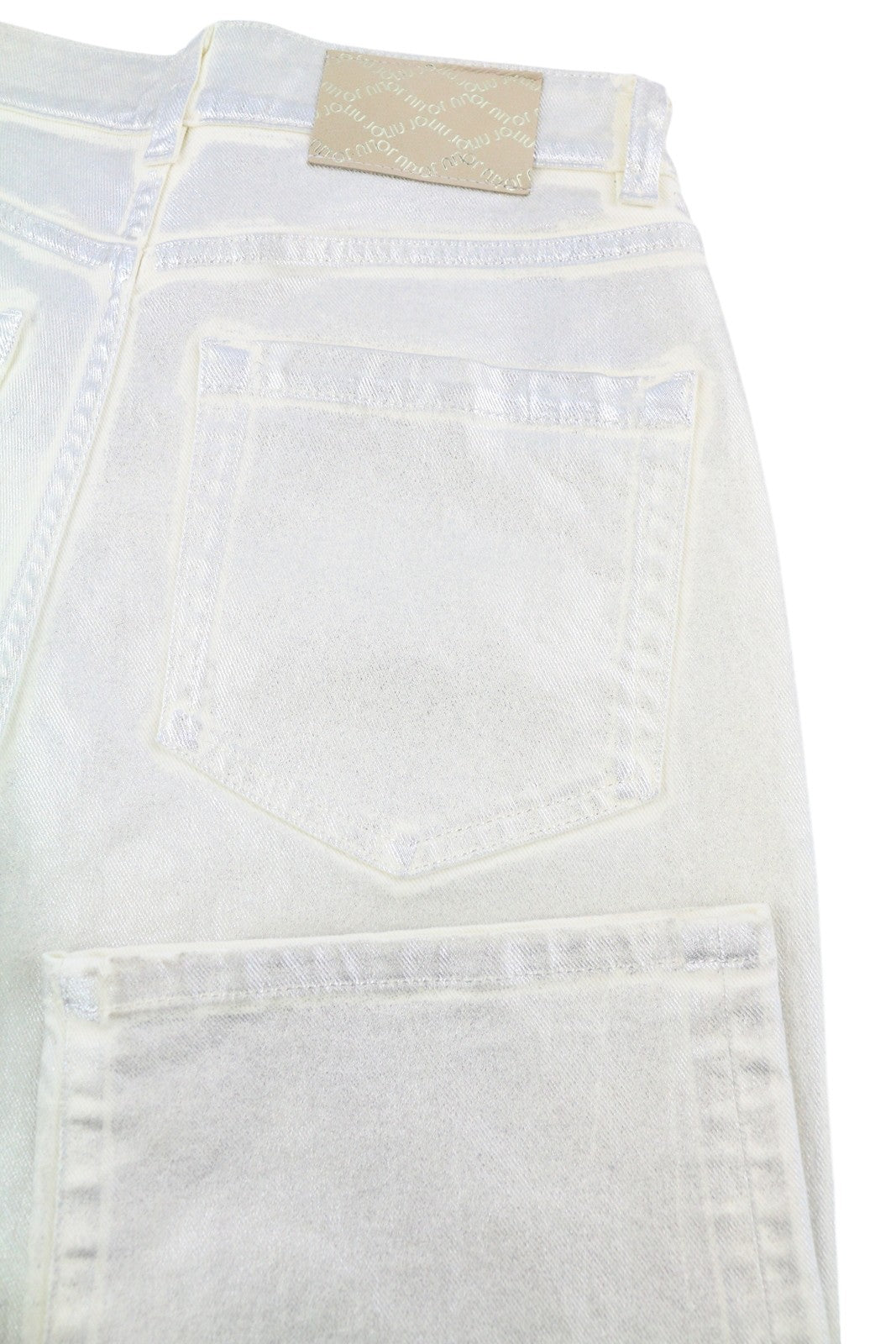 LIU JO Reseda Womens Jeans 42 White Shiny Ankle Length Regular  Zip Fly