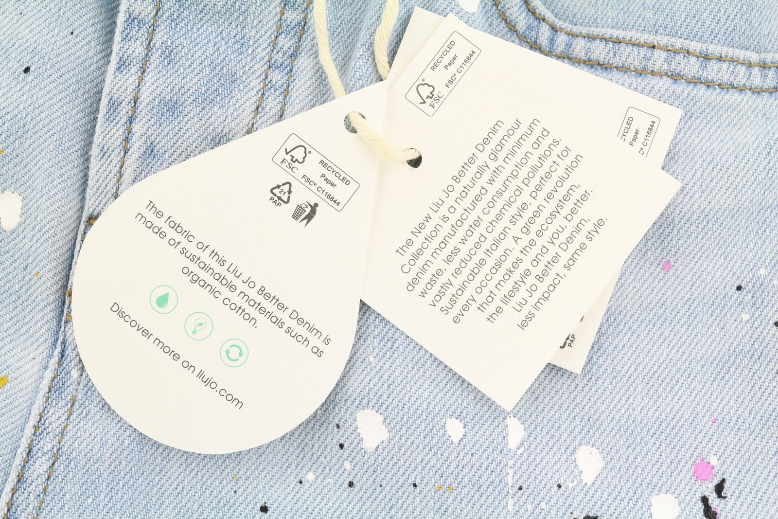 LIU JO Boy Lapel Womens Jeans W28  Blue Painted Button Fly Washed Slim