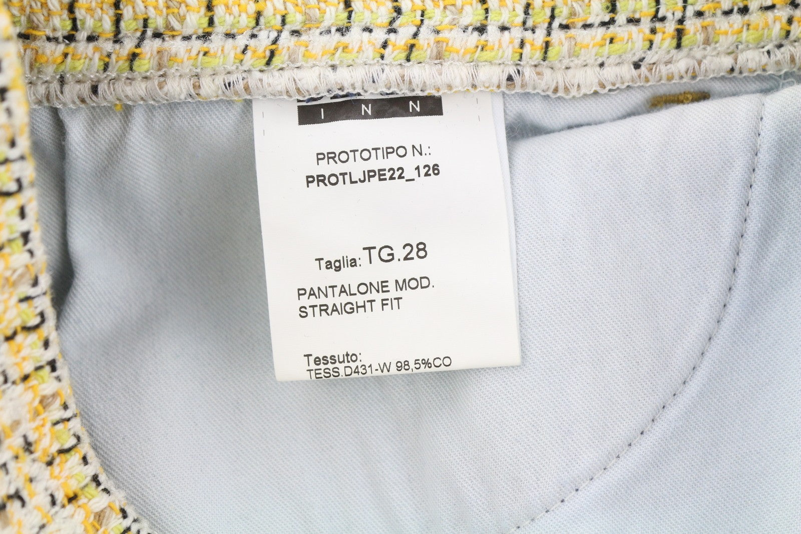 LIU JO Womens Jeans W28  Blue Straight  Tweed Hems Ankle Length Button