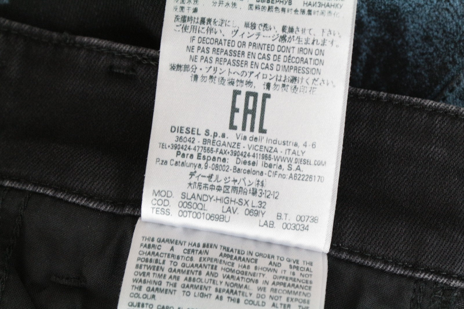 DIESEL Slandy-High-SX 069IY Women's Jeans W26/L32 Denim Skinny Fit Zip-Fly Look