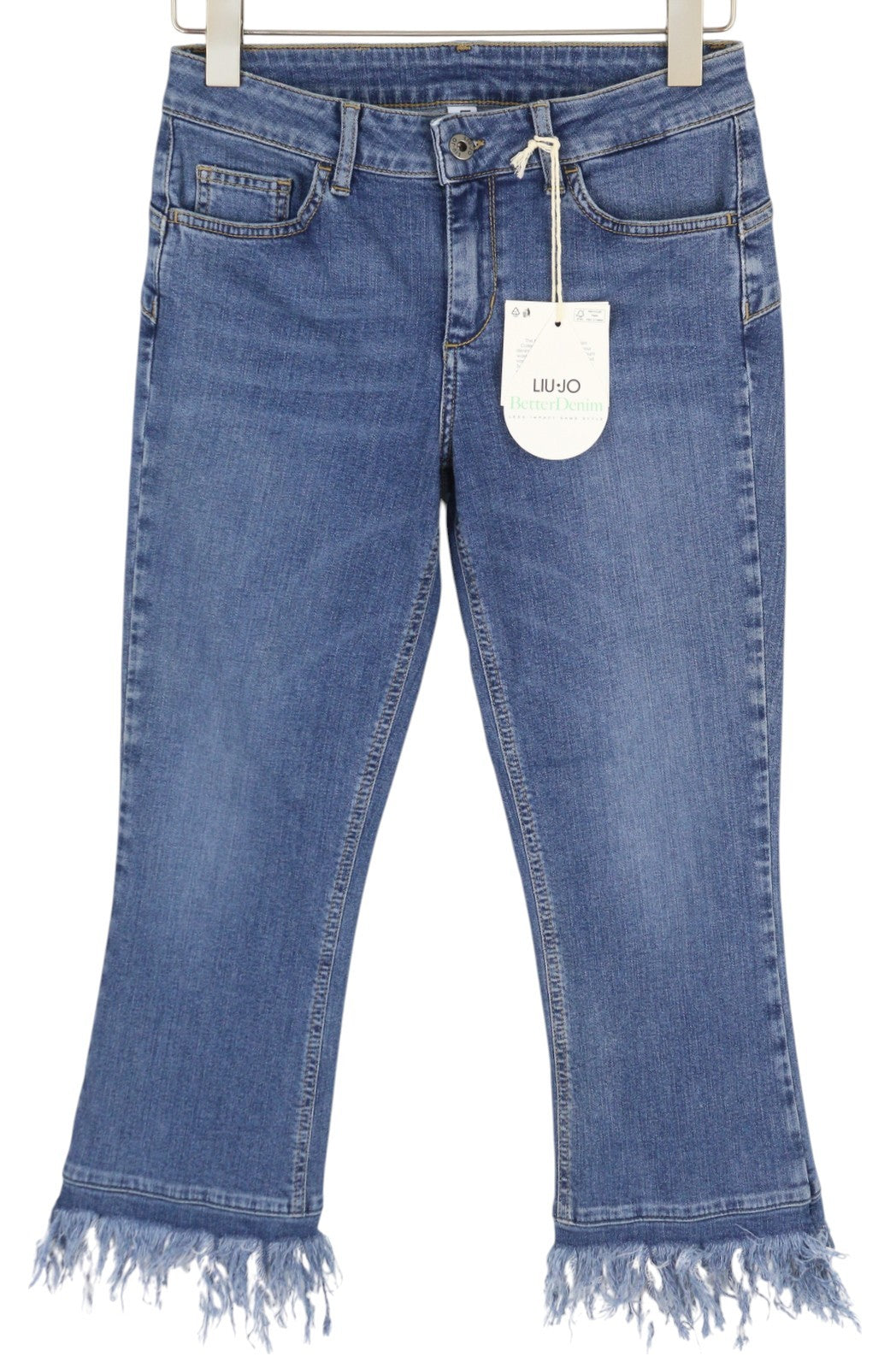 LIU JO Fly Womens Jeans W28  Blue Distress Ripped Ankle Length Washed Zip