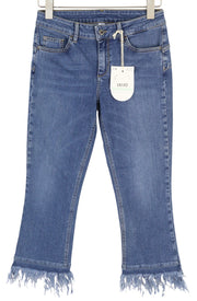 LIU JO Fly Womens Jeans W28  Blue Distress Ripped Ankle Length Washed Zip