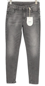 LIU JO Womens Jeans W28  Grey Washed Skinny  Ankle Length High Waist