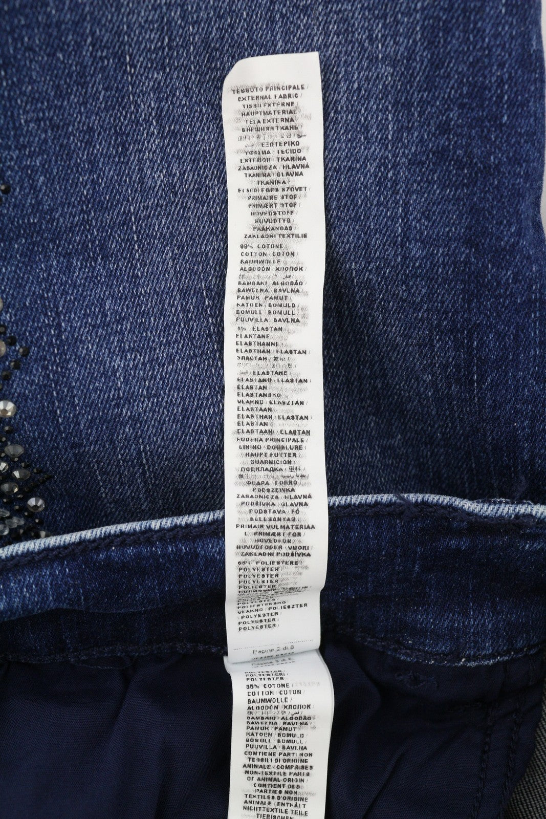 LIU JO Womens Jeans W27  Washed Blue Skinny  Rhinestones Details Ankle