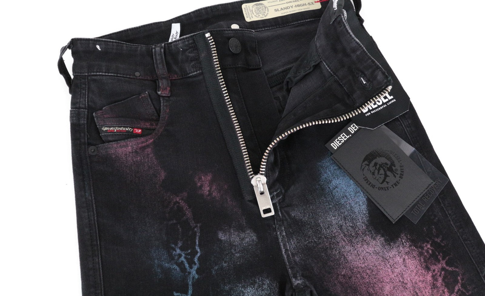 DIESEL Slandy-High-SX 069IY Women's Jeans W26/L30 Patterned Denim Skinny Fit