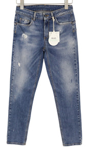 LIU JO Ideal Womens Jeans W28 Skinny Stretch Rhinestone Distress Washed Blue