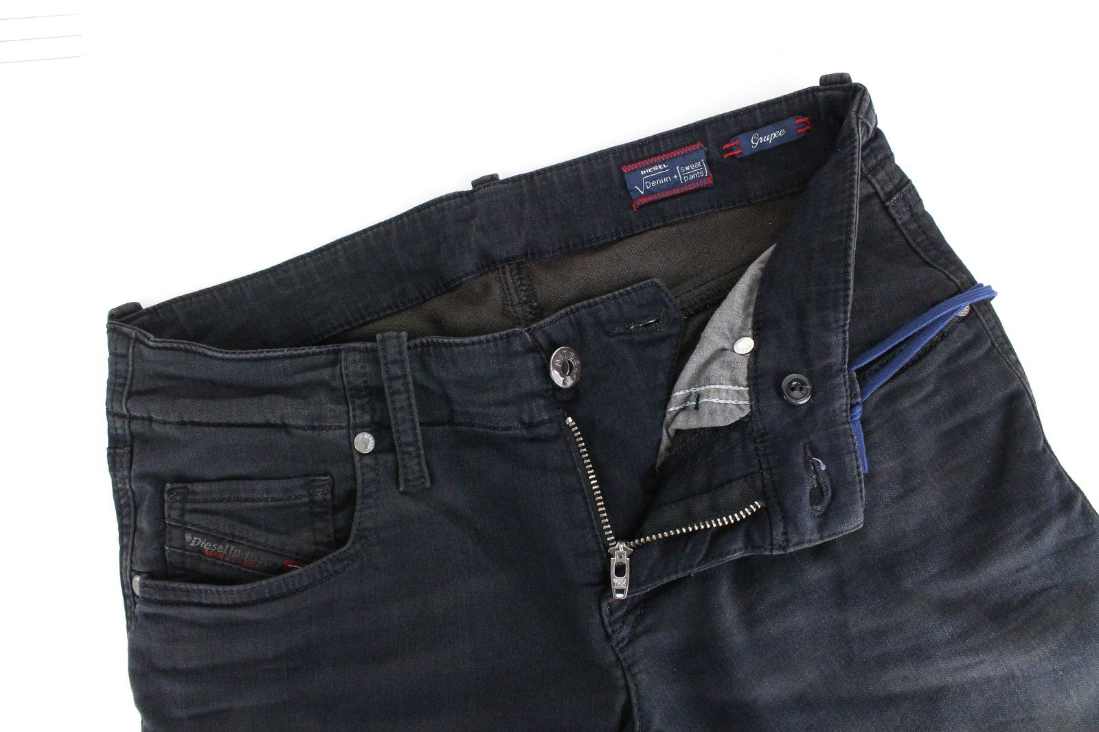 DIESEL Grupee-NE 0669Q Women's Jeans W25 Super Slim Jogg Ripped Navy Fit Stretch