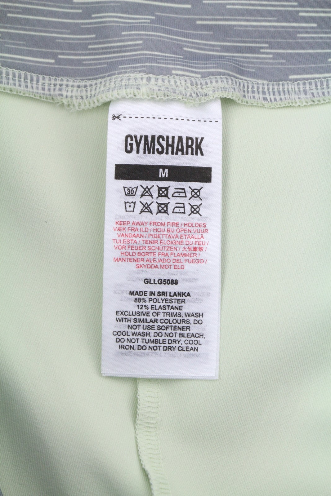 GYMSHARK GLLG5088 Womens Leggings M Patterned Grey High Waist Fitted Stretch