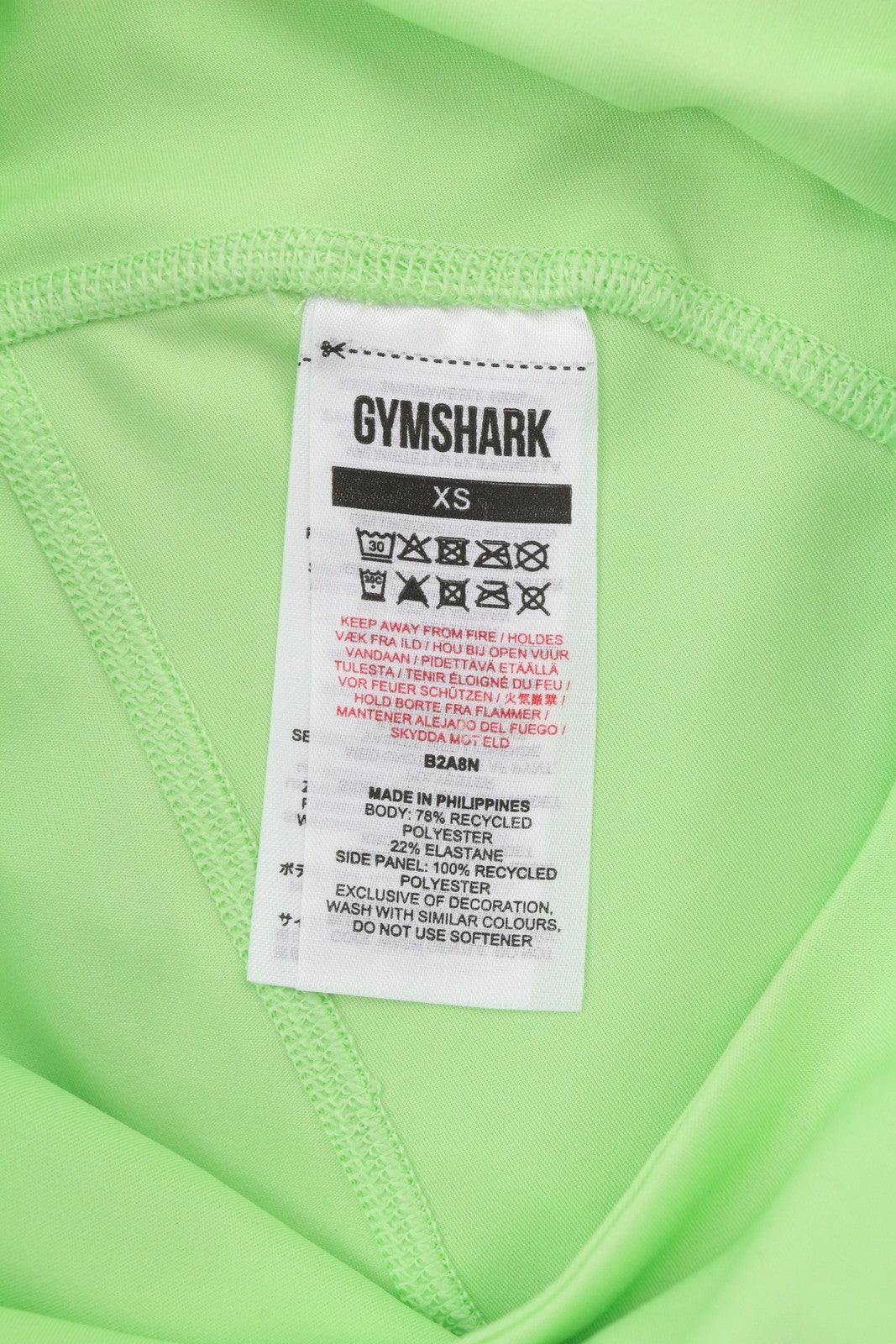 GYMSHARK B2A8N Womens Leggings XS Bright Green High Waist Fitted Pockets Sports