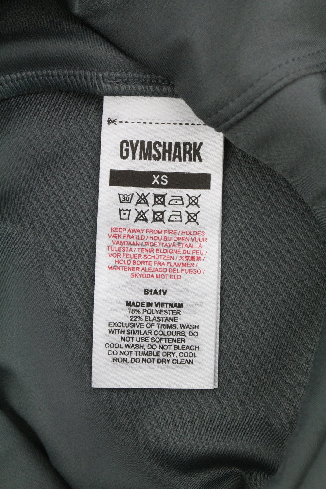 GYMSHARK B1A1V Womens Leggings XS Grey High Waist Fitted 7/8 Ankle Length