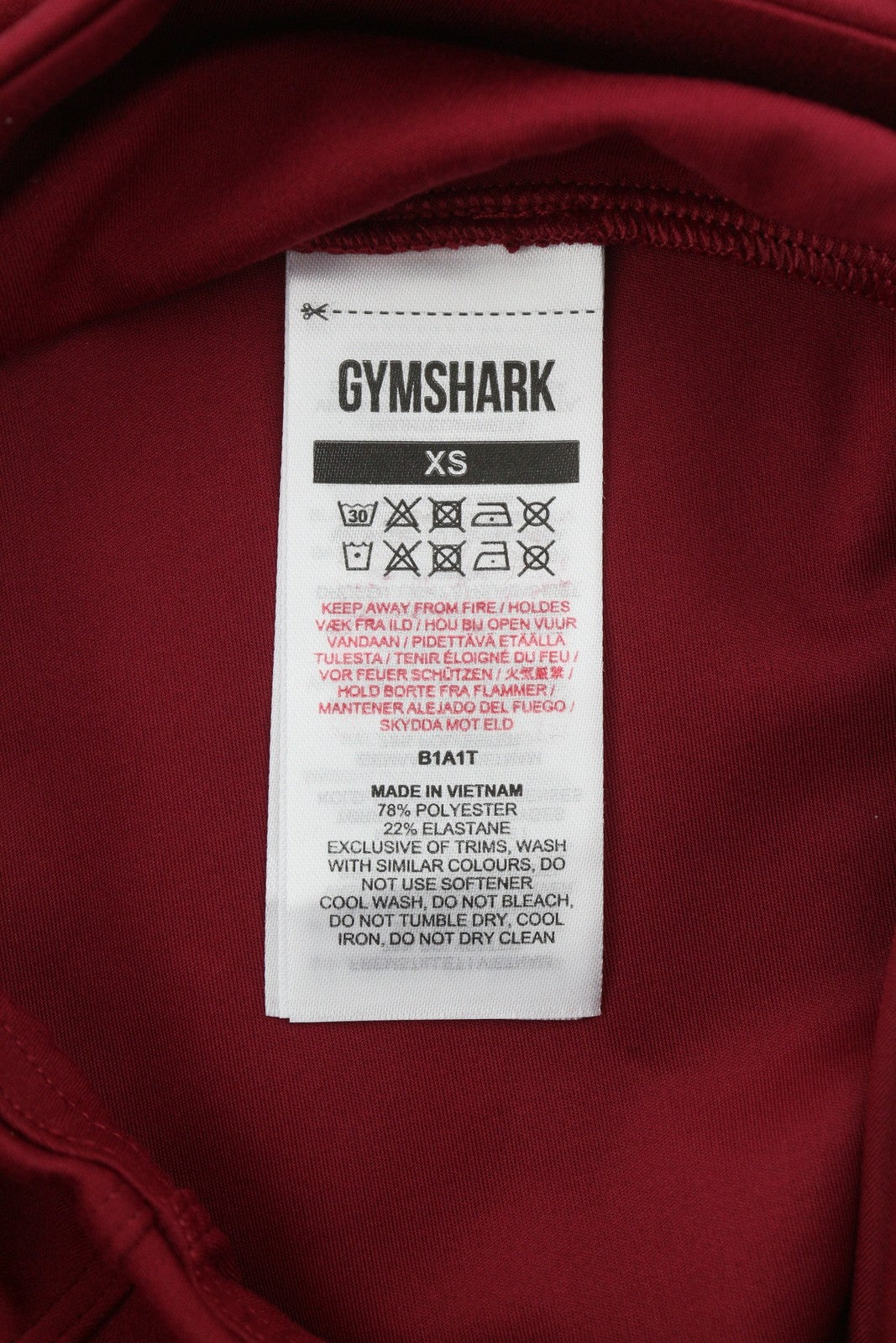 GYMSHARK B1A1T Womens Leggings XS Red High Waist Fitted Strech Sports