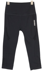 GYMSHARK Energy Womens Leggings S Black Seamless Cropped Eyelet High Waist