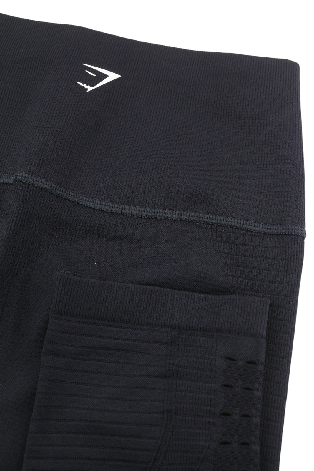 GYMSHARK Energy Womens Leggings S Black Seamless Cropped Eyelet High Waist