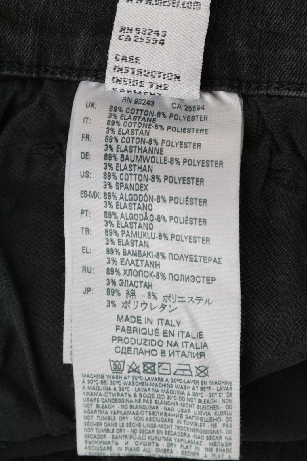 DIESEL D-Istort 085AW Men's Jeans W32/L32 Grey Super Skinny Stretch Fit Denim