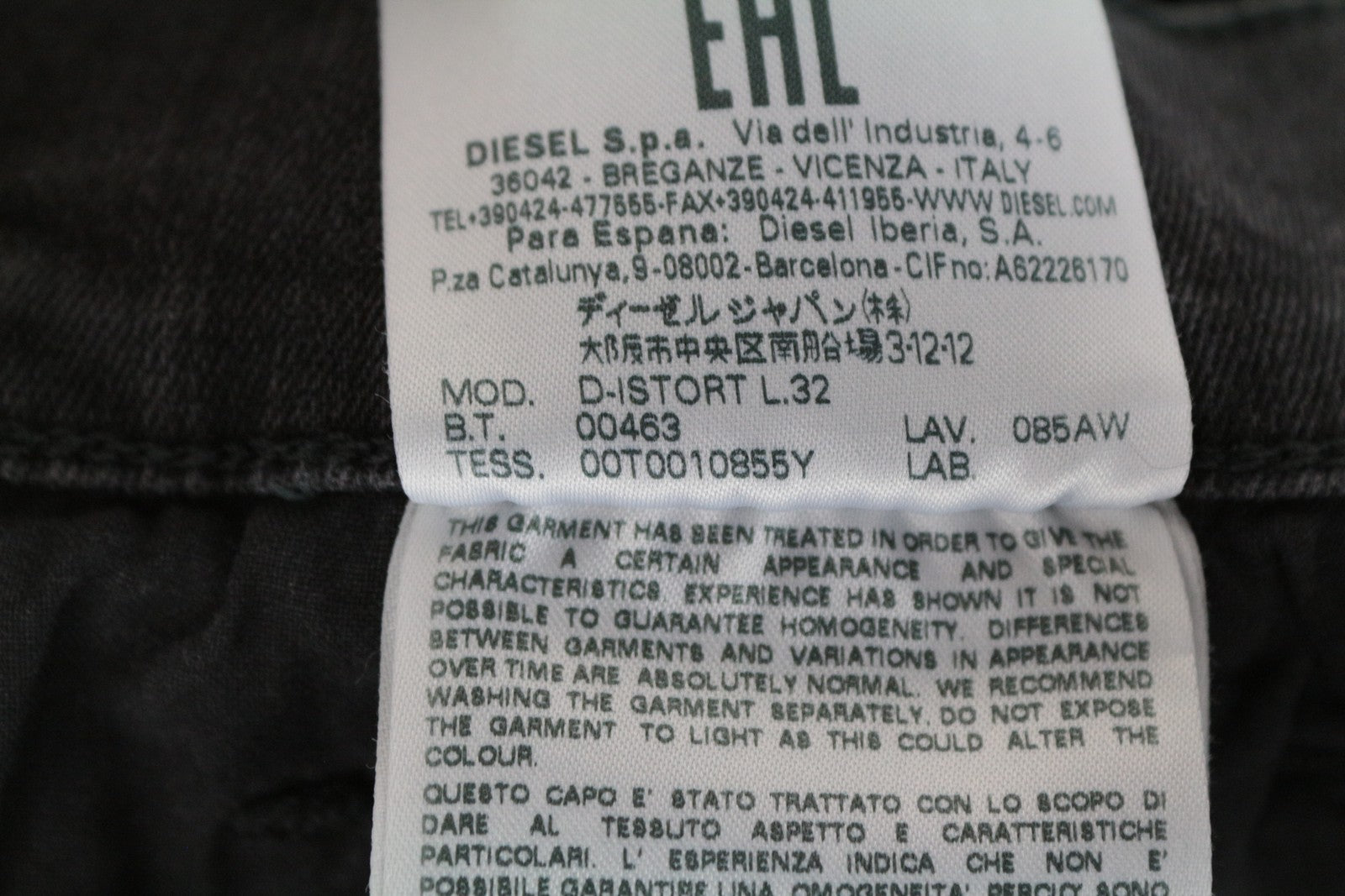 DIESEL D-Istort 085AW Men's Jeans W32/L32 Grey Super Skinny Stretch Fit Denim