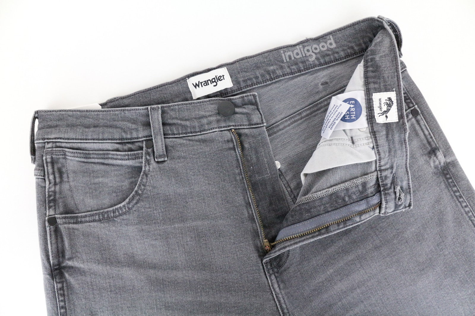 WRANGLER Frontier Men's Jeans W32/L32 Relaxed Straight Grey Cotton Stretch Fit