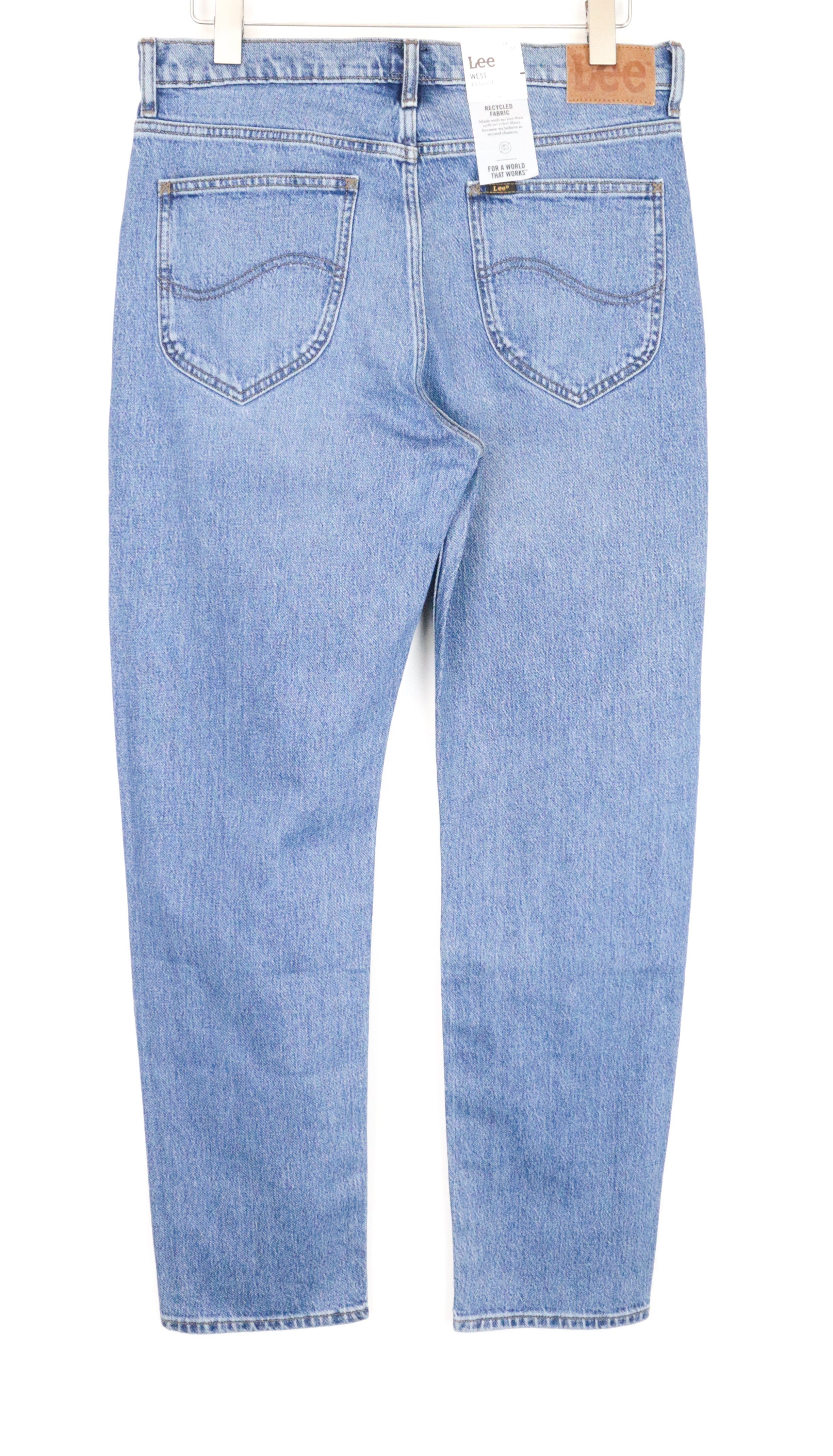 LEE West Men's Jeans W32/L32 Relaxed Fit Cotton Stretch Light Blue Denim