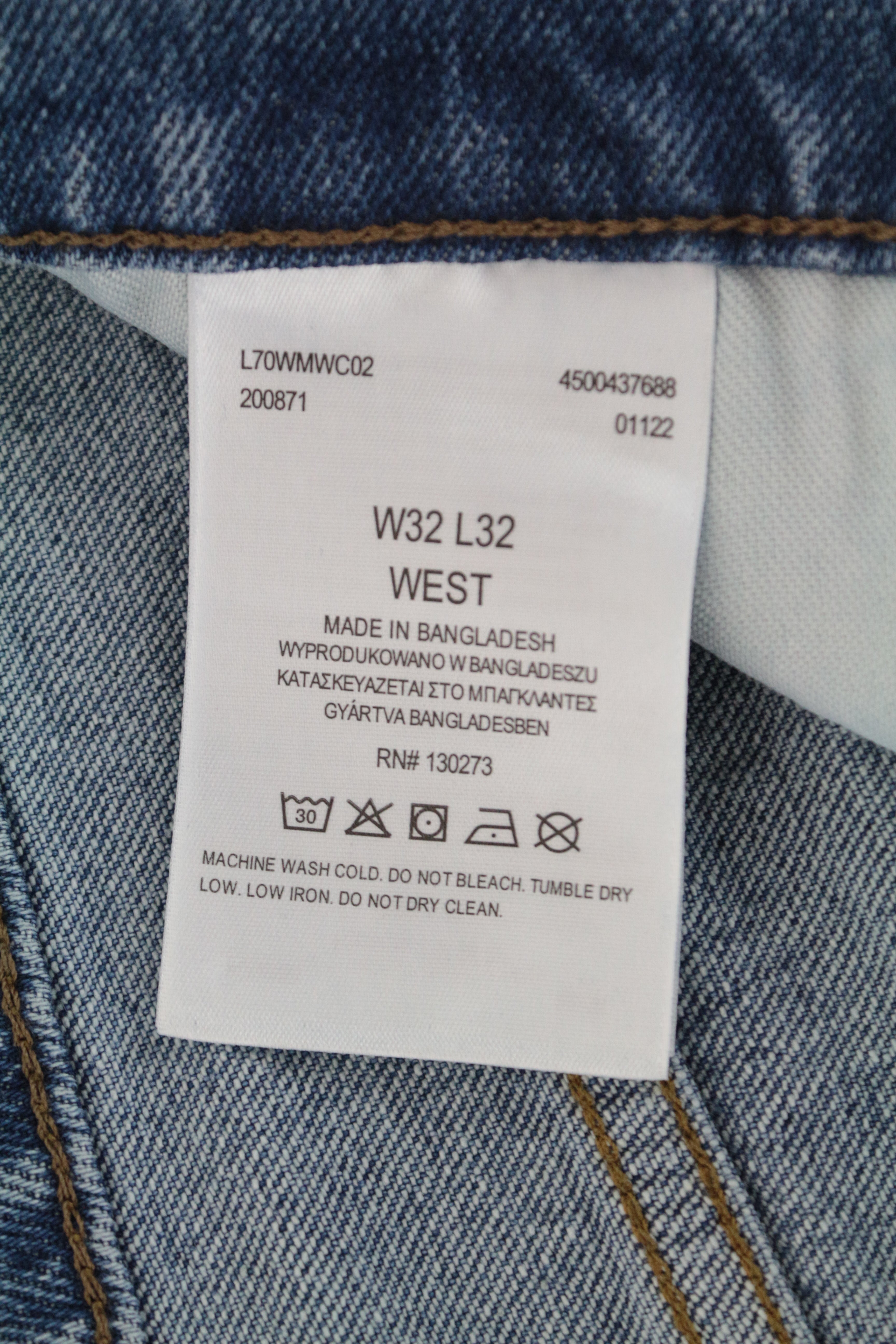 LEE West Men's Jeans W32/L32 Relaxed Fit Cotton Stretch Light Blue Denim