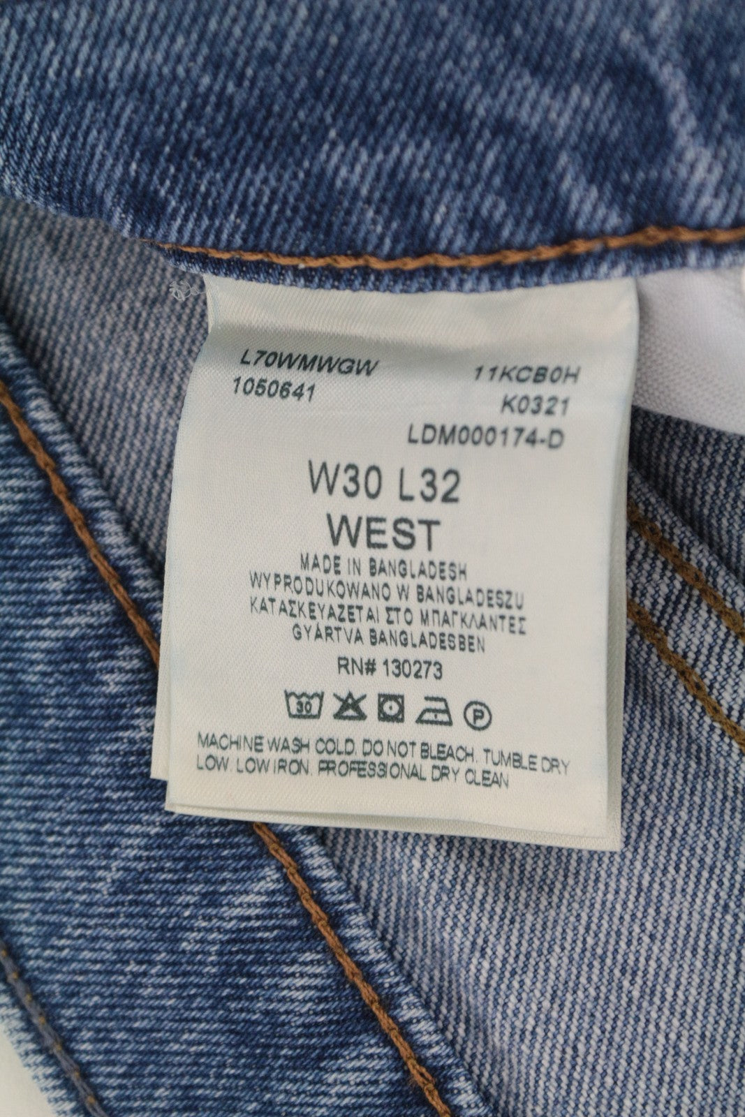 LEE West Men's Jeans W30/L32 Relaxed Fit 5-Pocket Blue Cotton Stretch Denim