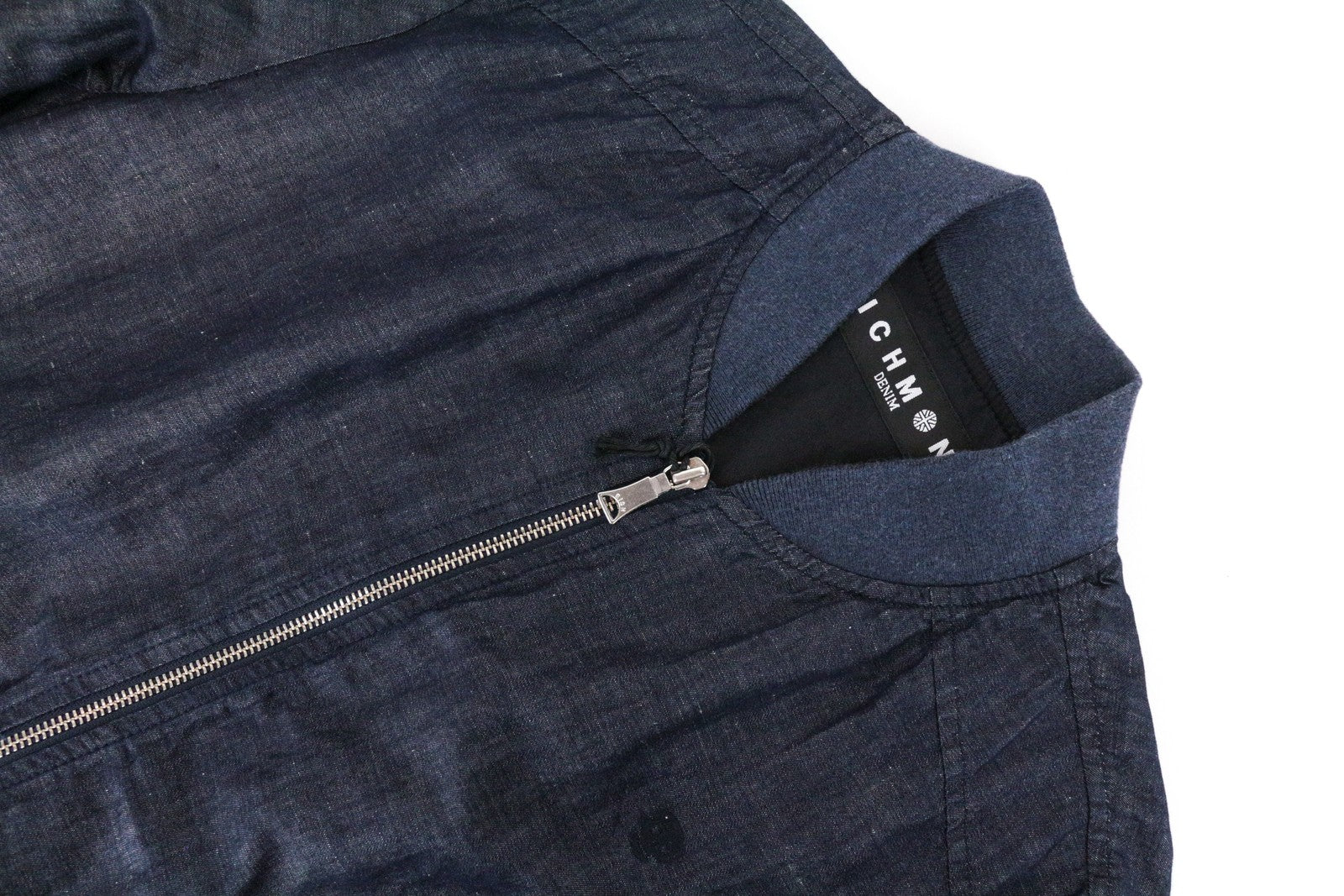 RICHMOND Men's Jacket 48 Blue Cotton Linen Bomber Look Lightweight Long Sleeve