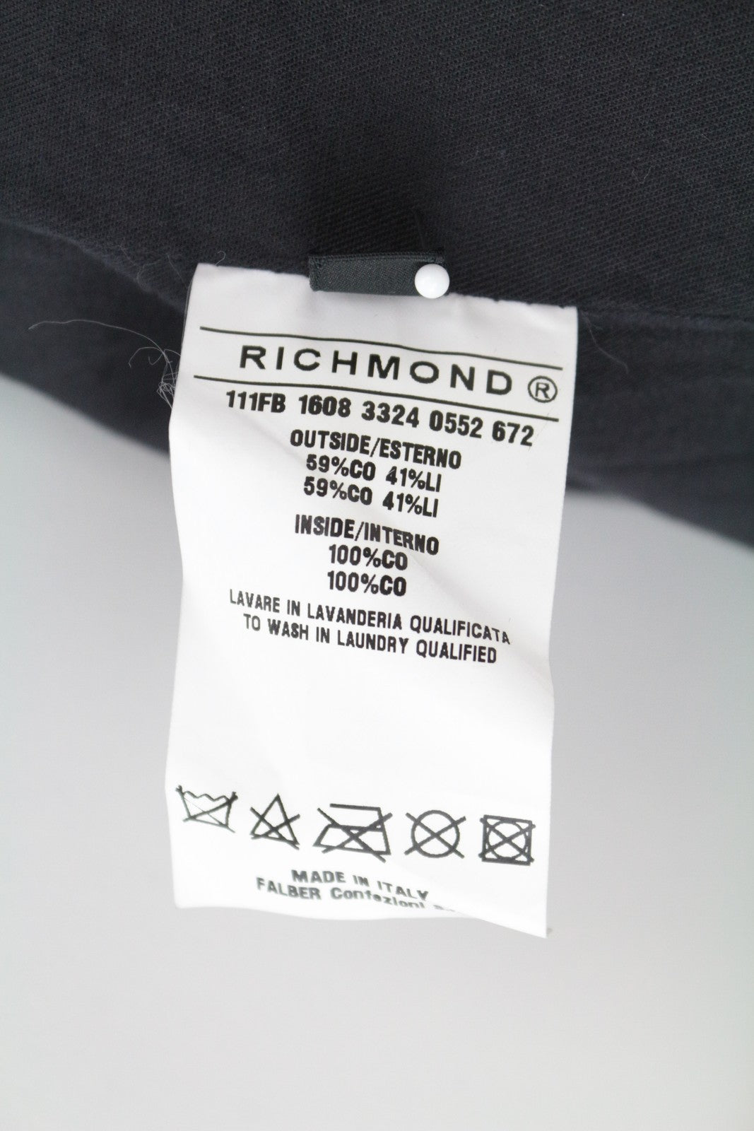 RICHMOND Men's Jacket 48 Blue Cotton Linen Bomber Look Lightweight Long Sleeve