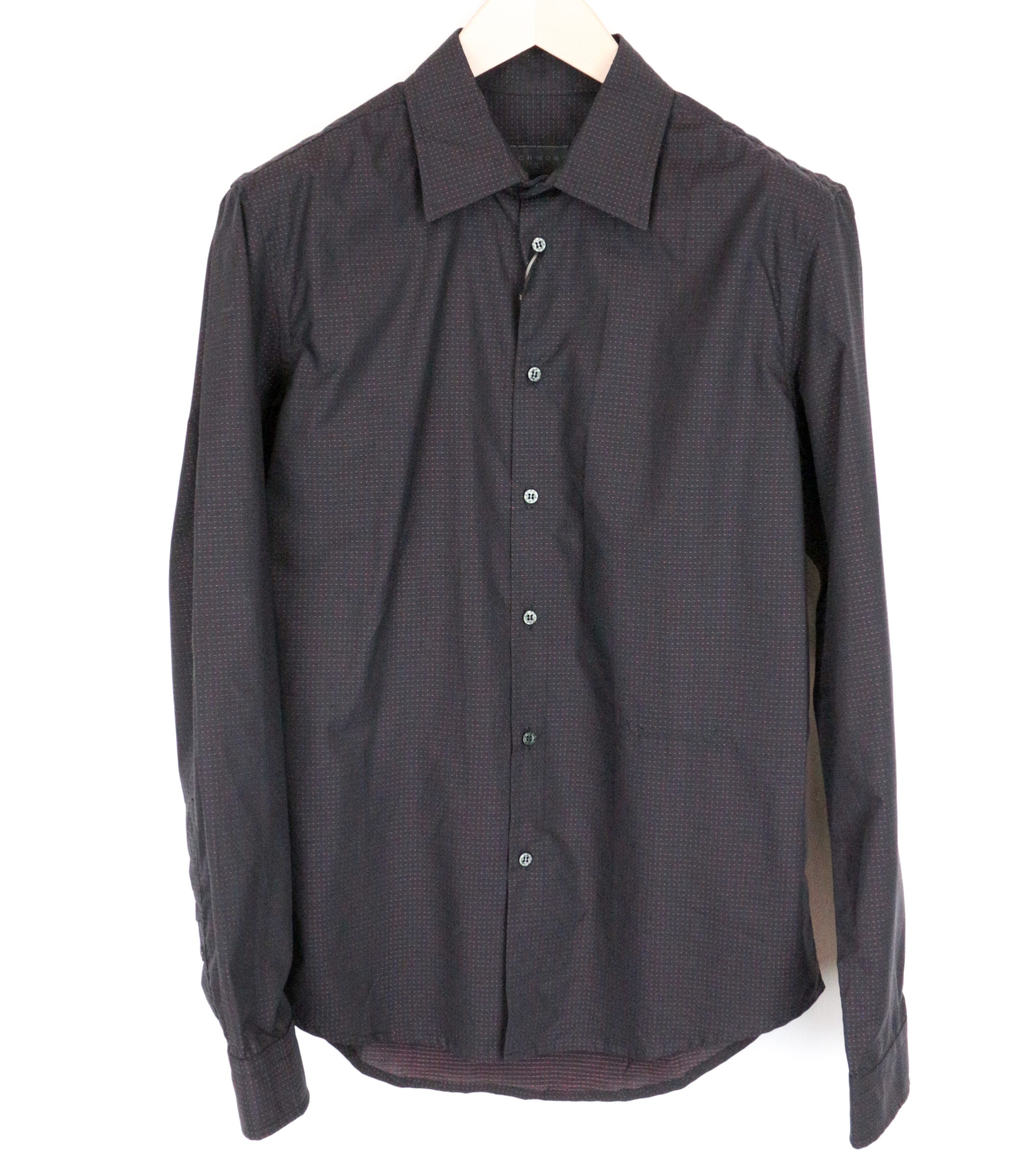 RICHMOND Men's Shirt M/L Navy Dot Pattern Pure Cotton Long Sleeve Button-Up