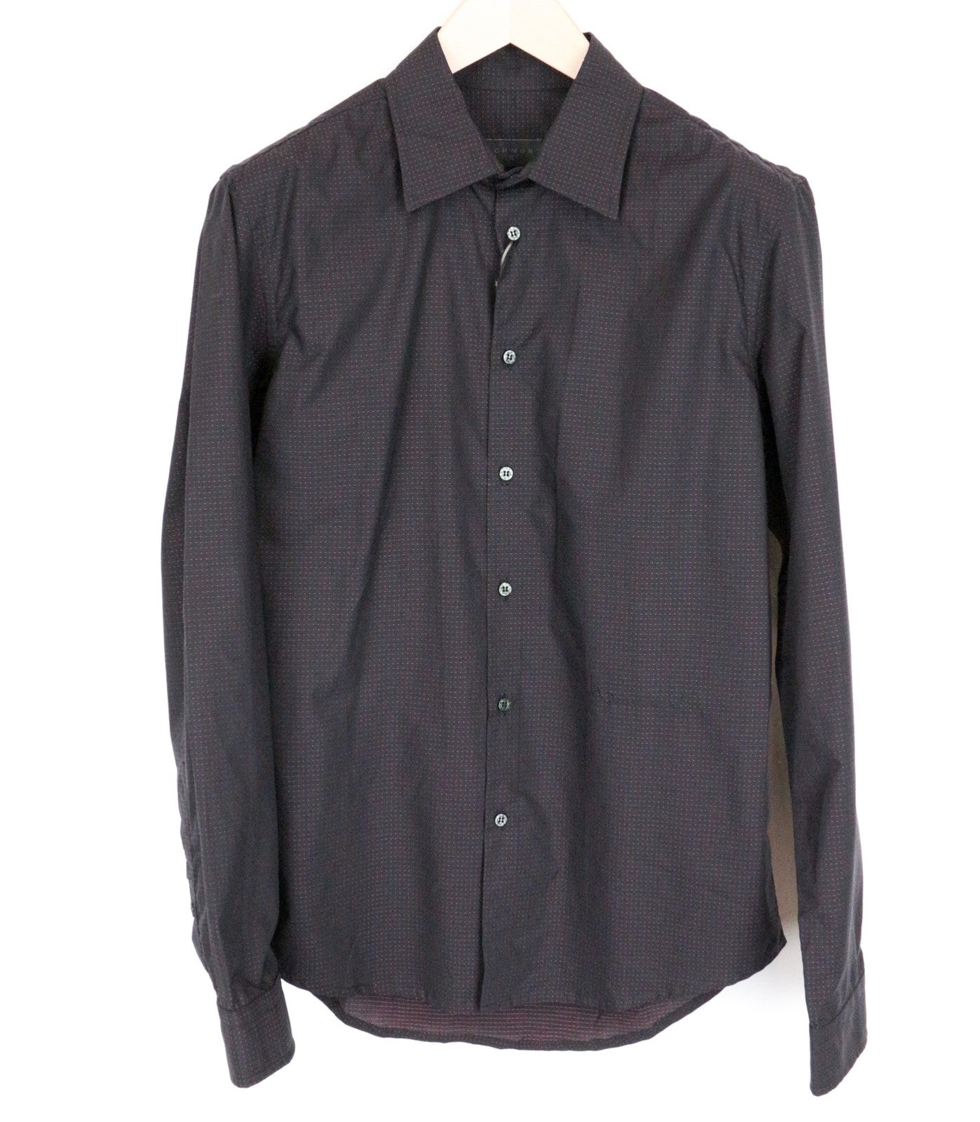 RICHMOND Men's Shirt M/L Navy Pure Cotton Dot Long Sleeve Button-Up Smart