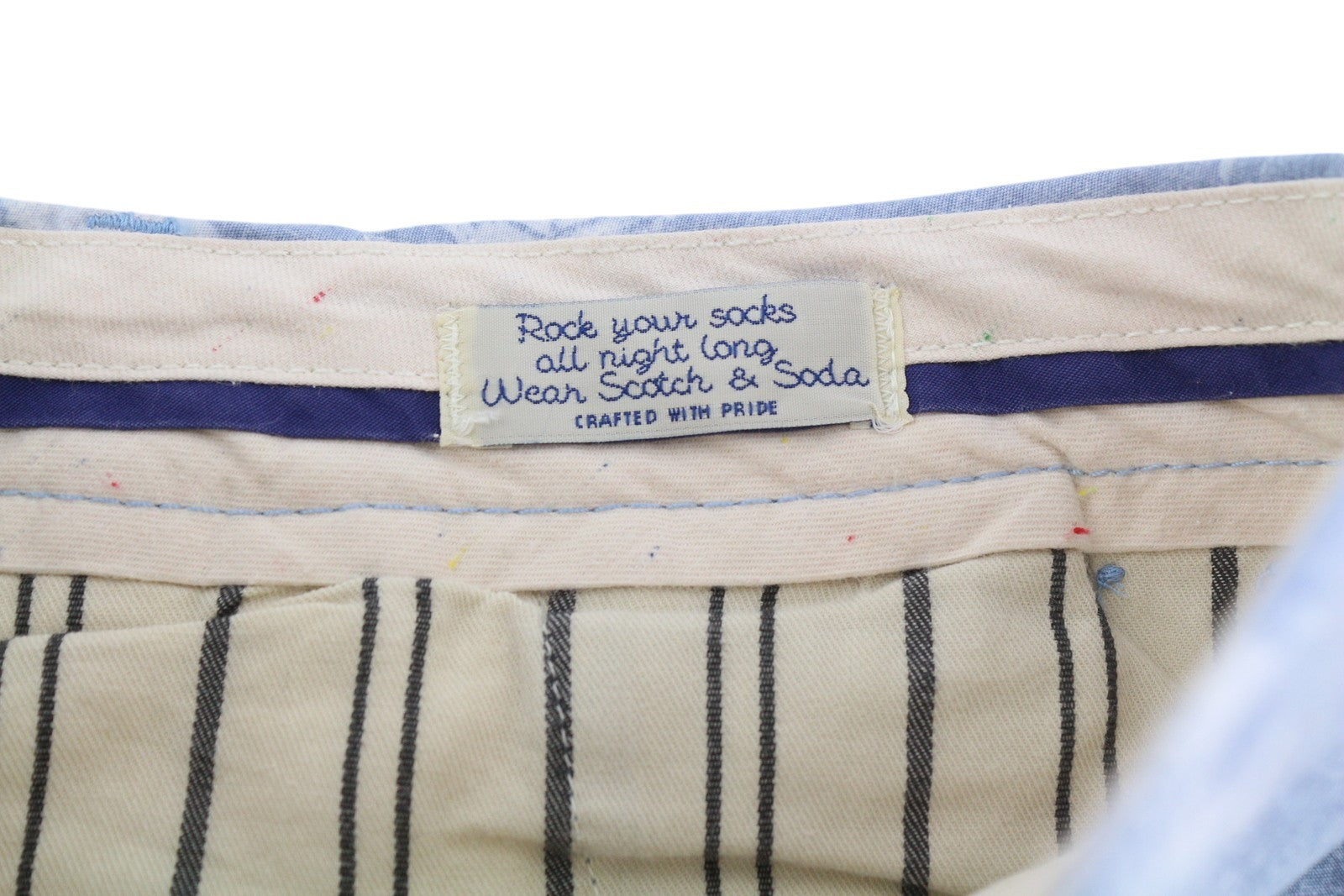 SCOTCH & SODA Men Shorts W32 Chino Washed Blue Leafs Patterned Casual Light