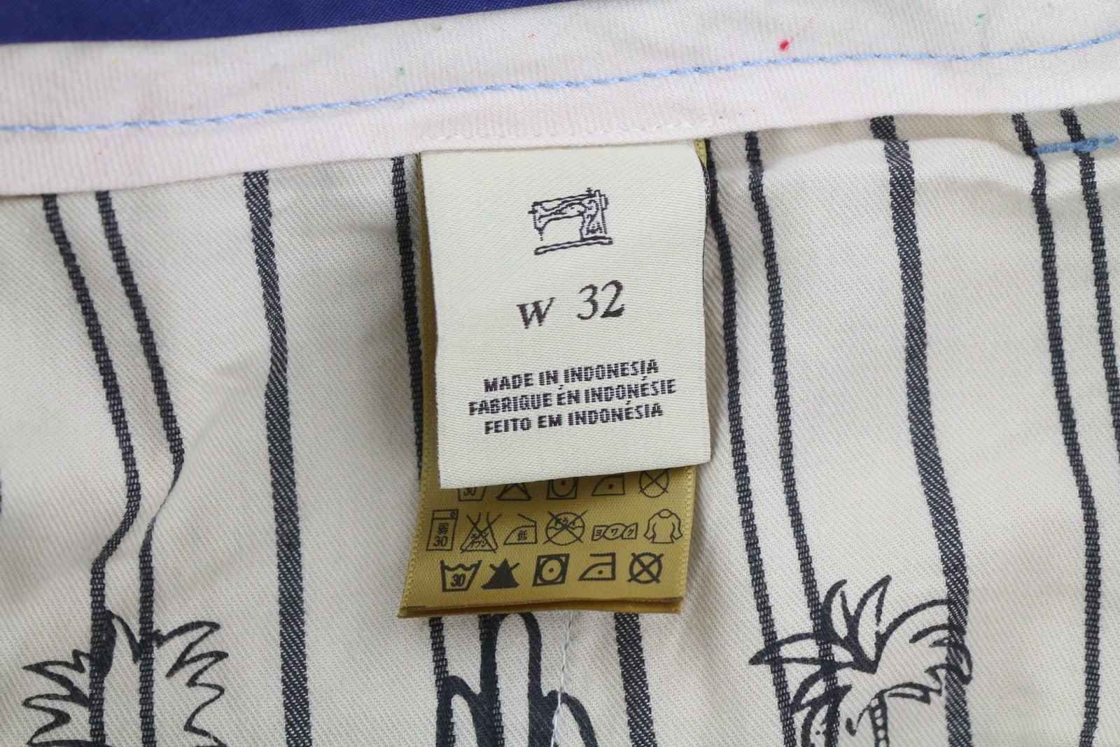 SCOTCH & SODA Men Shorts W32 Chino Washed Blue Leafs Patterned Casual Light