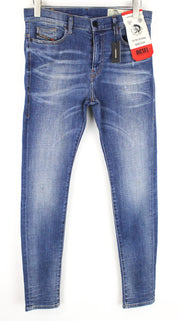 DIESEL D-Amny 086AN Men's W29/L30 Skinny Fit Washed Blue Stretch Distressed