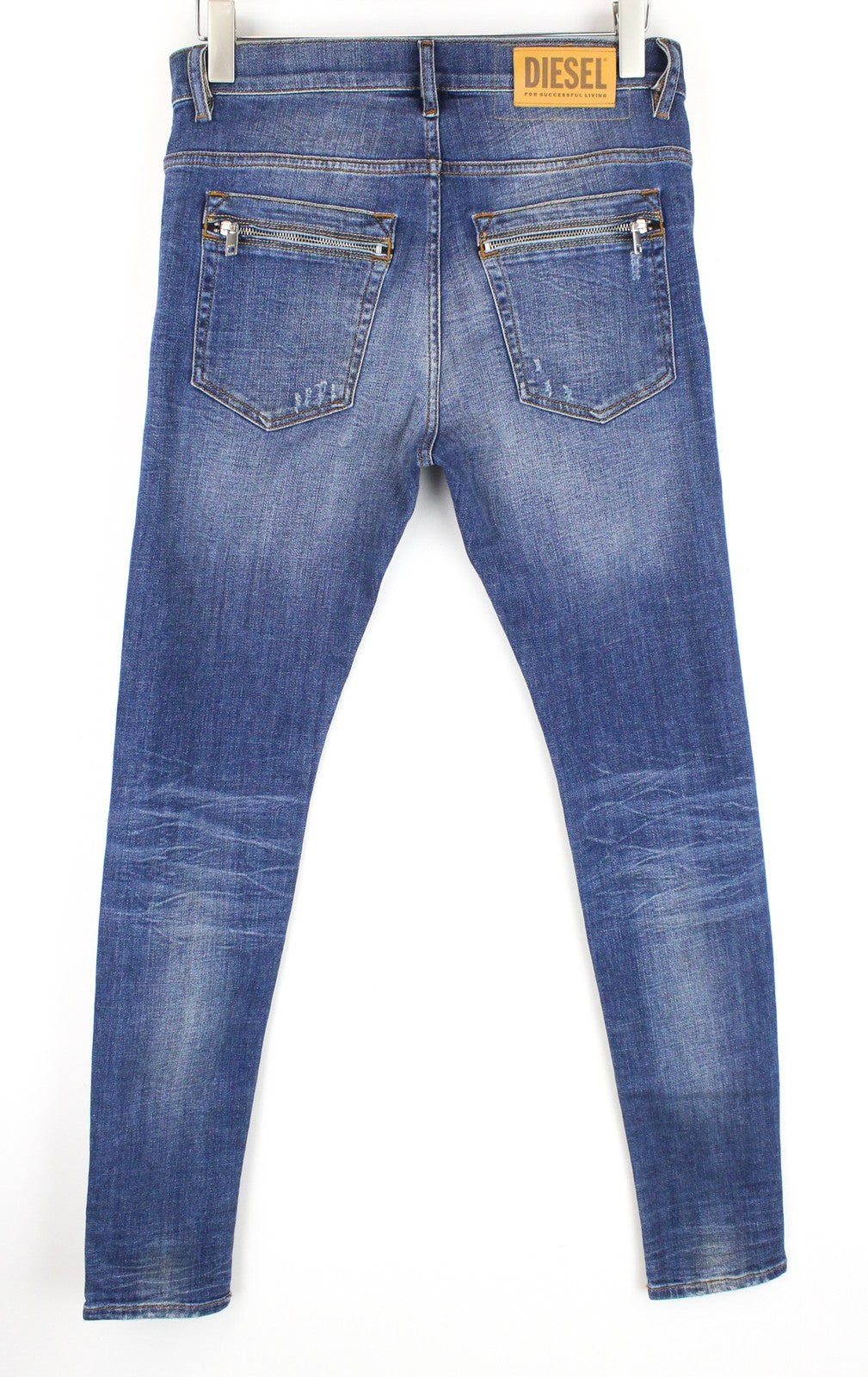 DIESEL D-Amny 086AN Men's W29/L30 Skinny Fit Washed Blue Stretch Distressed