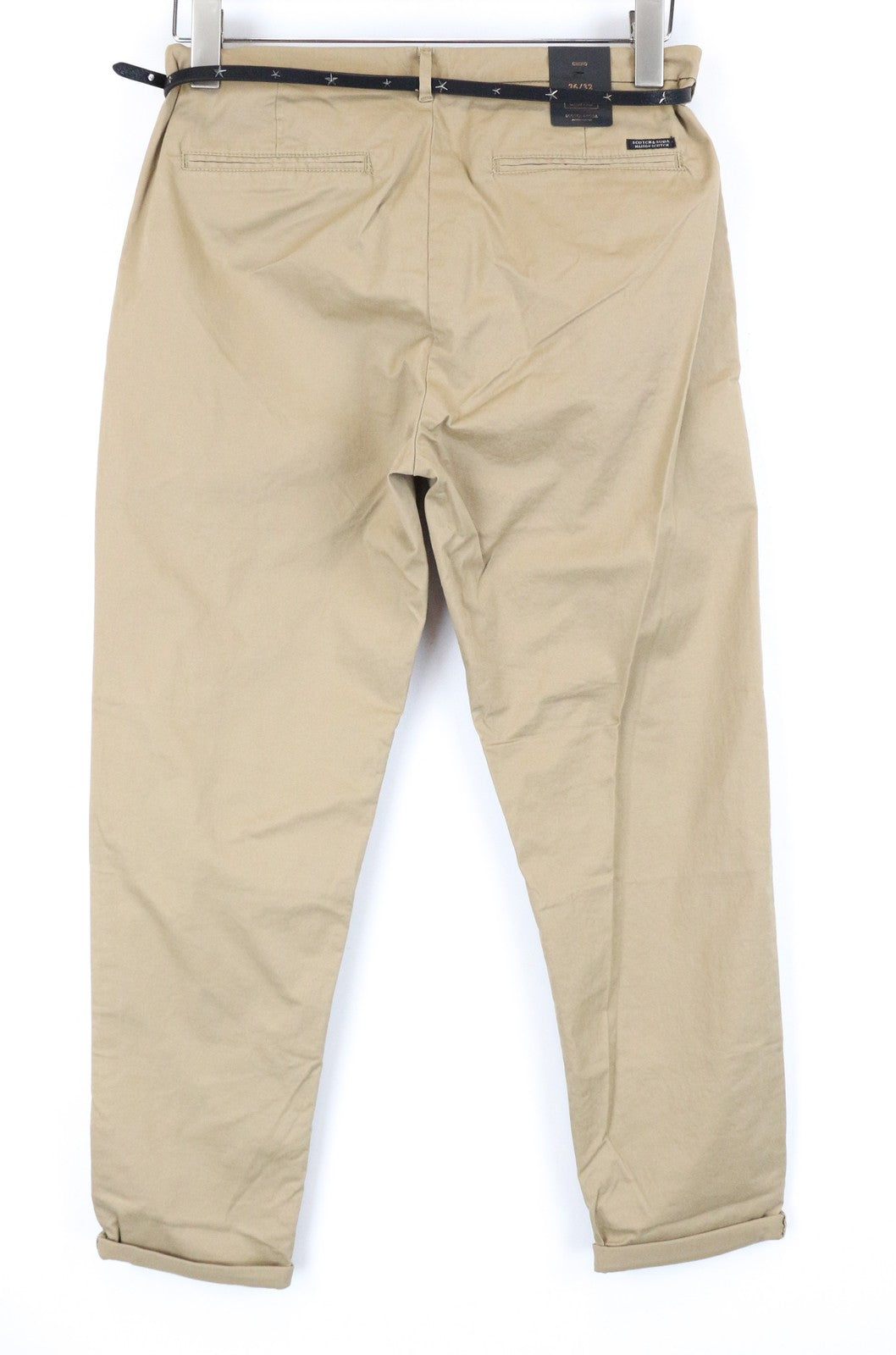 MAISON SCOTCH Belted Pants W27/L32 Slim   Stretch Sand Brown Womens