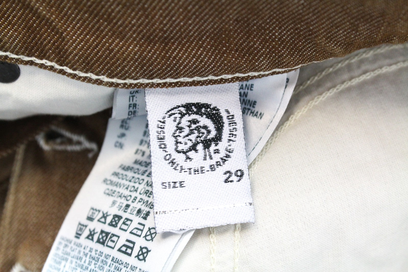 DIESEL D-Vider 069MQ Men's W29/L32 Brown Carrot Jeans Button-Fly Stretch