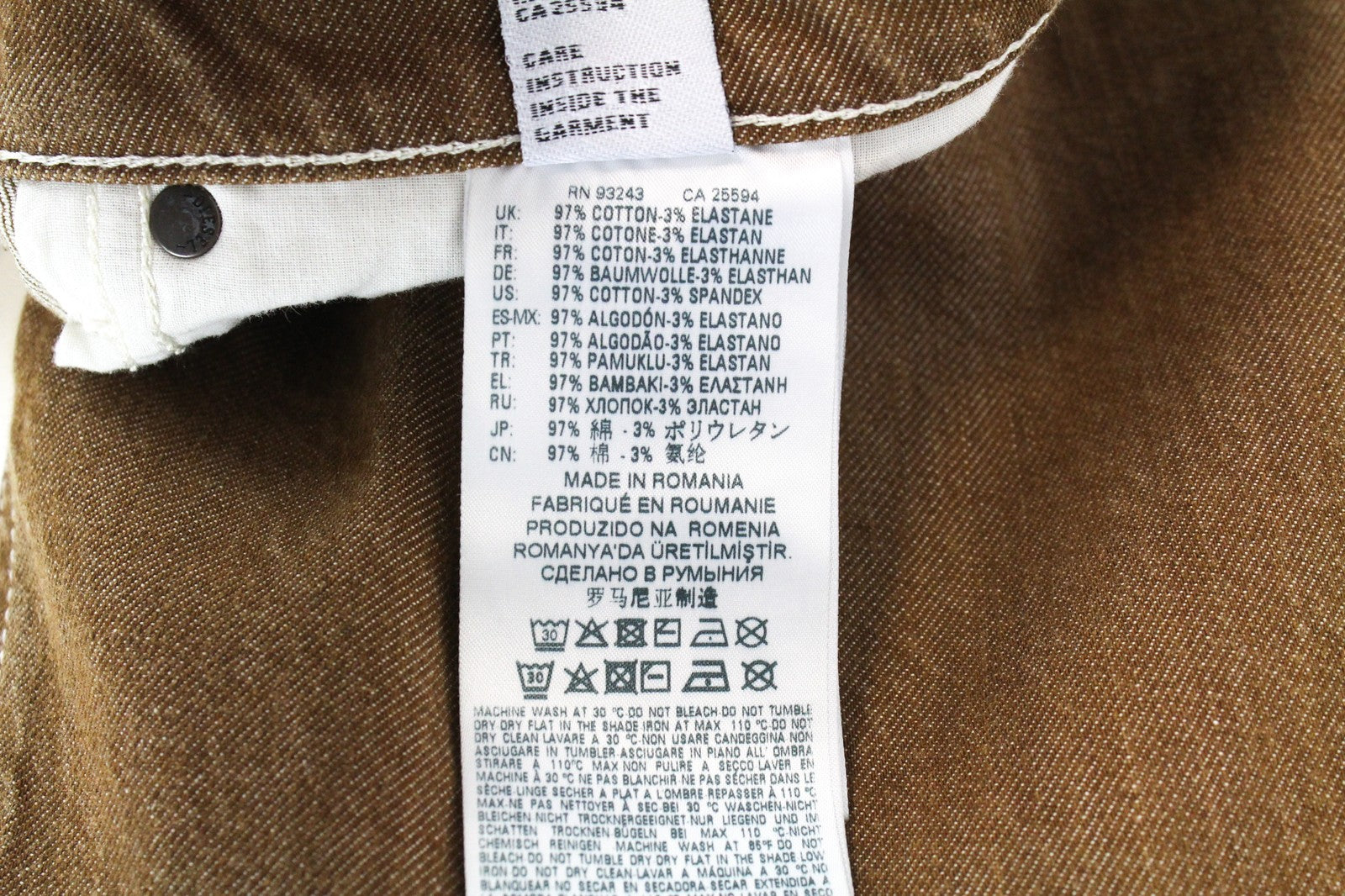 DIESEL D-Vider 069MQ Men's W29/L32 Brown Carrot Jeans Button-Fly Stretch