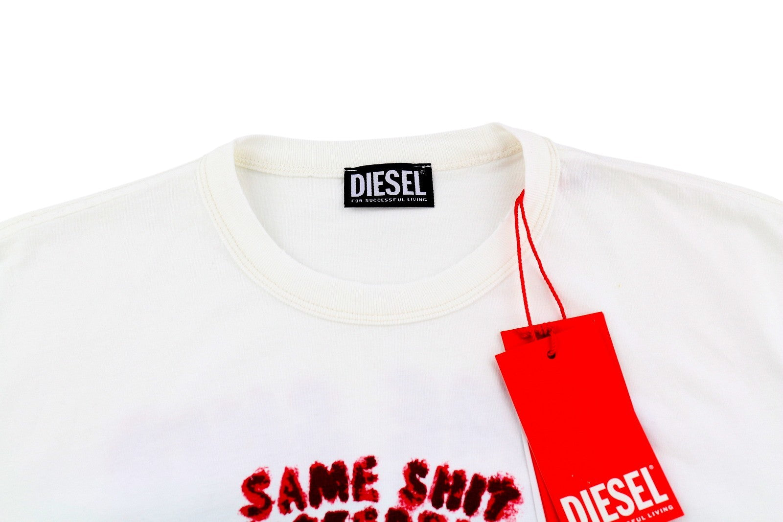 DIESEL T-Diegor-E2 Mens T-Shirt L White Short Sleeve Crew Collar