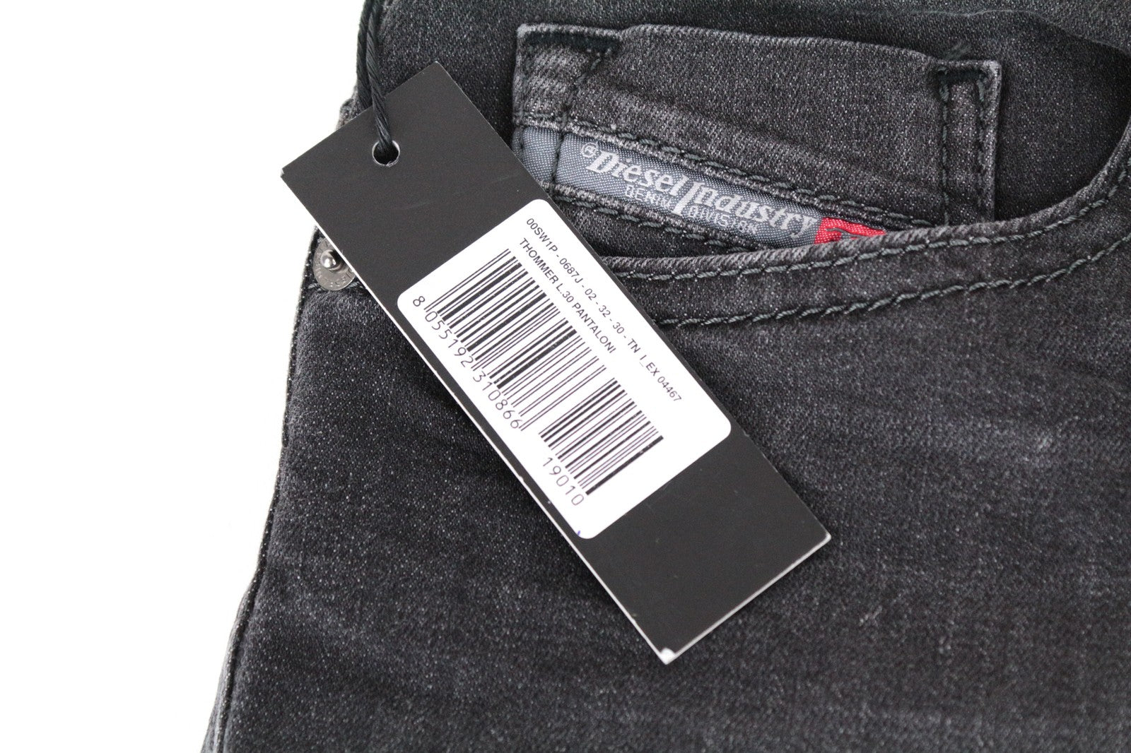 DIESEL Thommer 0687J Men's W32/L30 Slim Skinny Black Washed Out Fit Denim