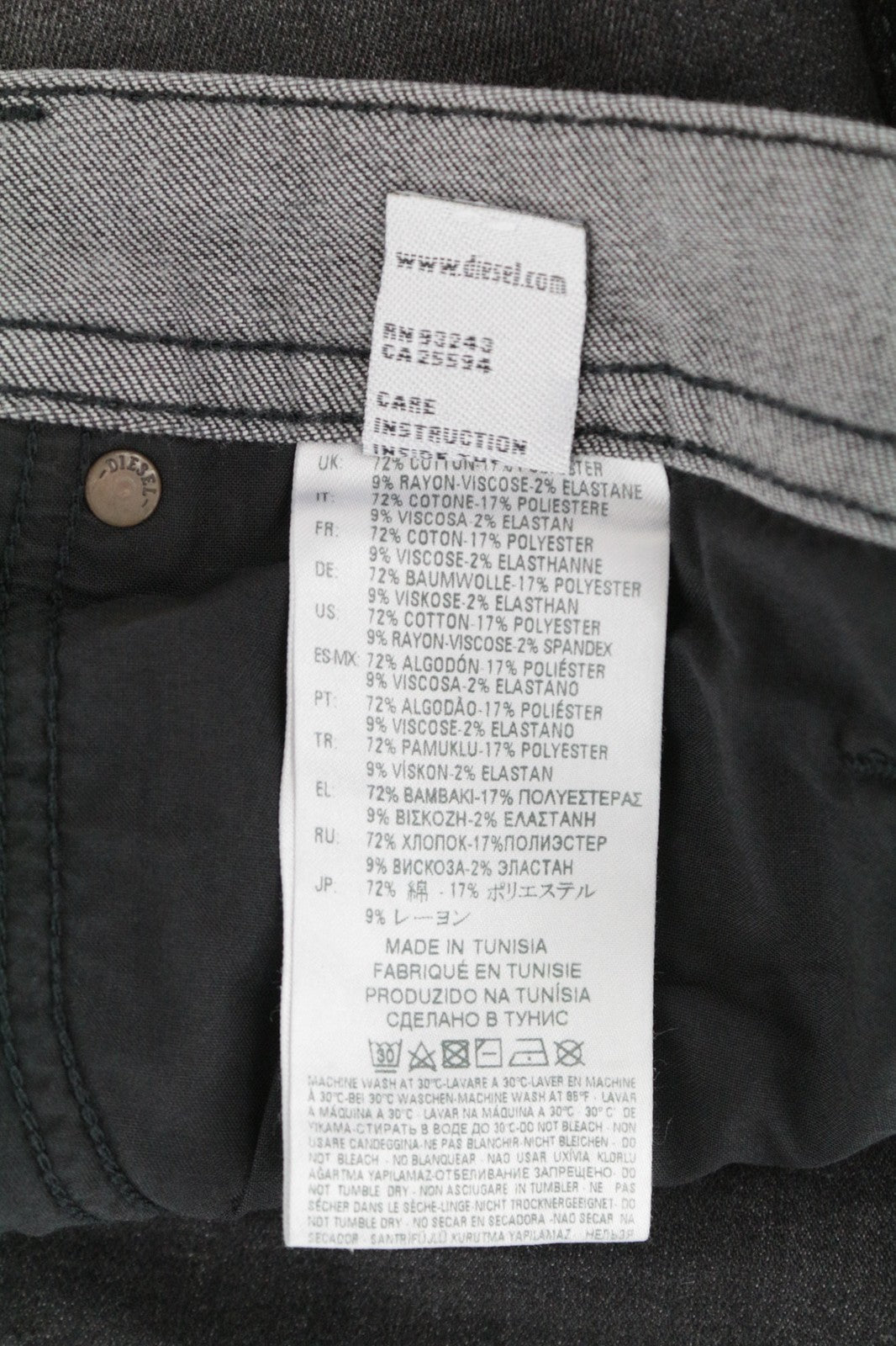 DIESEL Thommer 0687J Men's W32/L30 Slim Skinny Black Washed Out Fit Denim