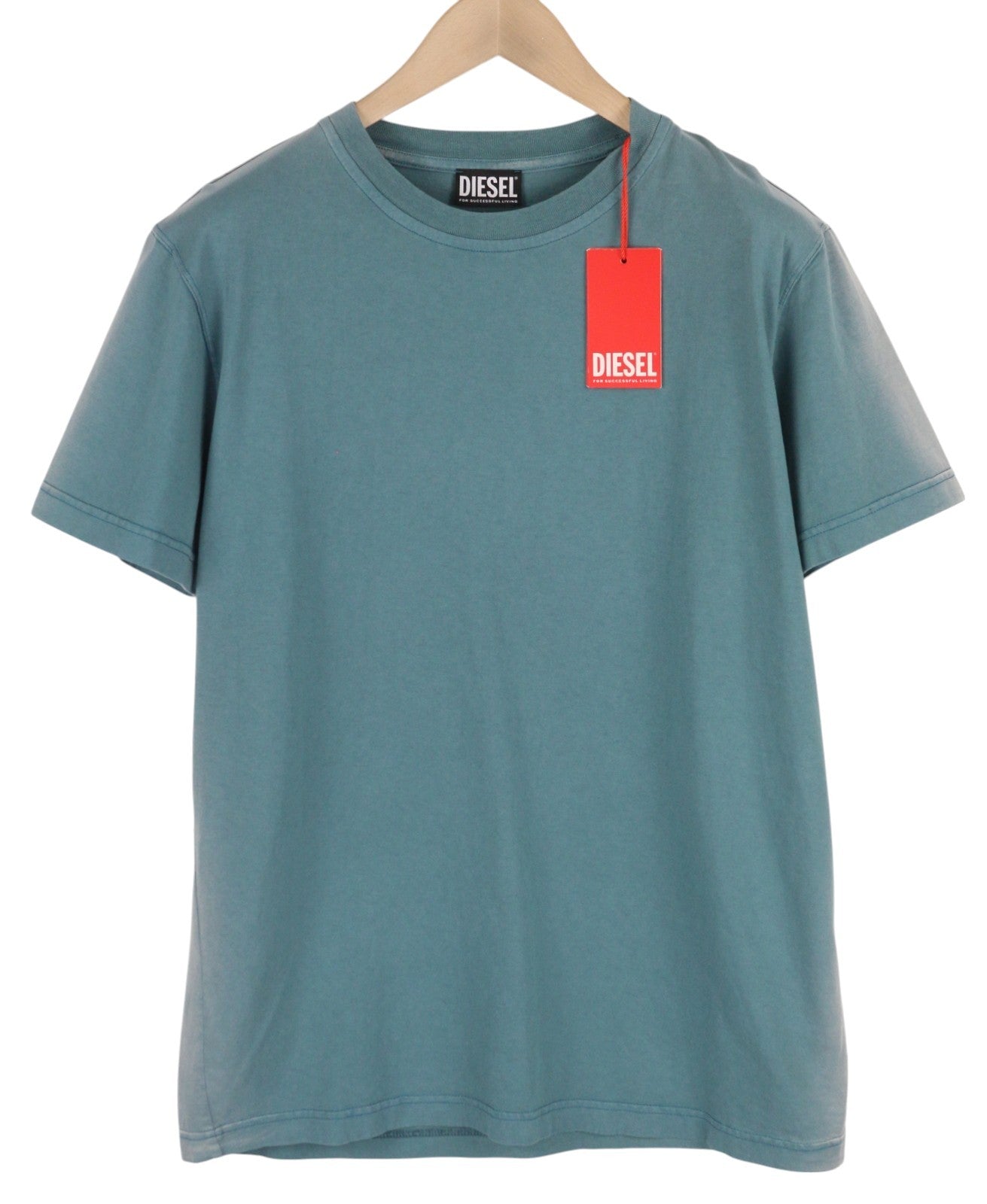 DIESEL T-Diegor-E22 Men T-Shirt L Blue Fade Effect Crew Neck Short Sleeve Tricot