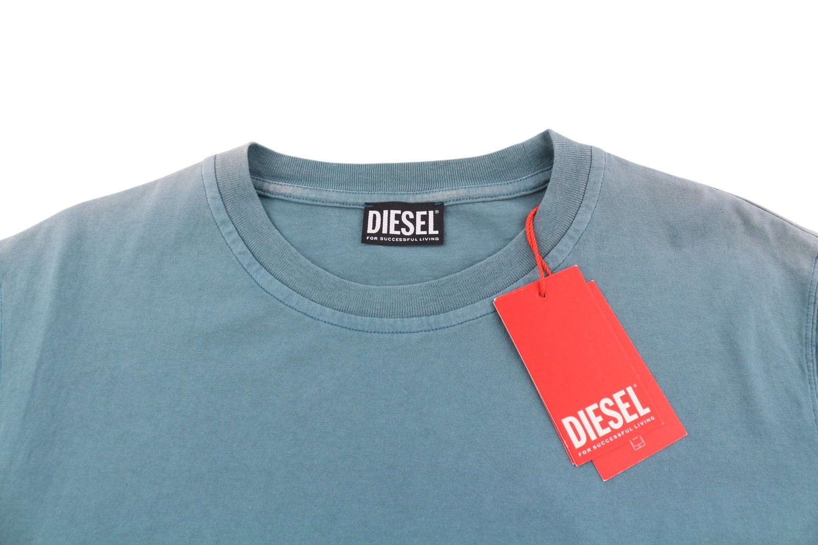 DIESEL T-Diegor-E22 Men T-Shirt L Blue Fade Effect Crew Neck Short Sleeve Tricot